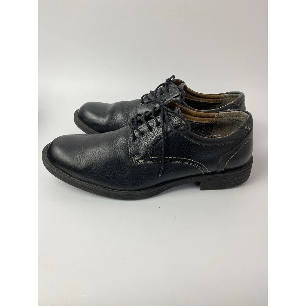 Bass Mens Glimer Lace Up Black Leather Comfort Cushioned Oxford Loafer Shoes 9.5